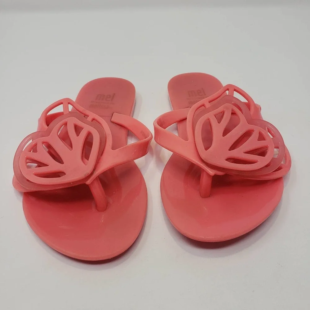 Mel Dreamed by Melissa Butterfly Wing Sandal Size 11 Flip Flop Coral Pink